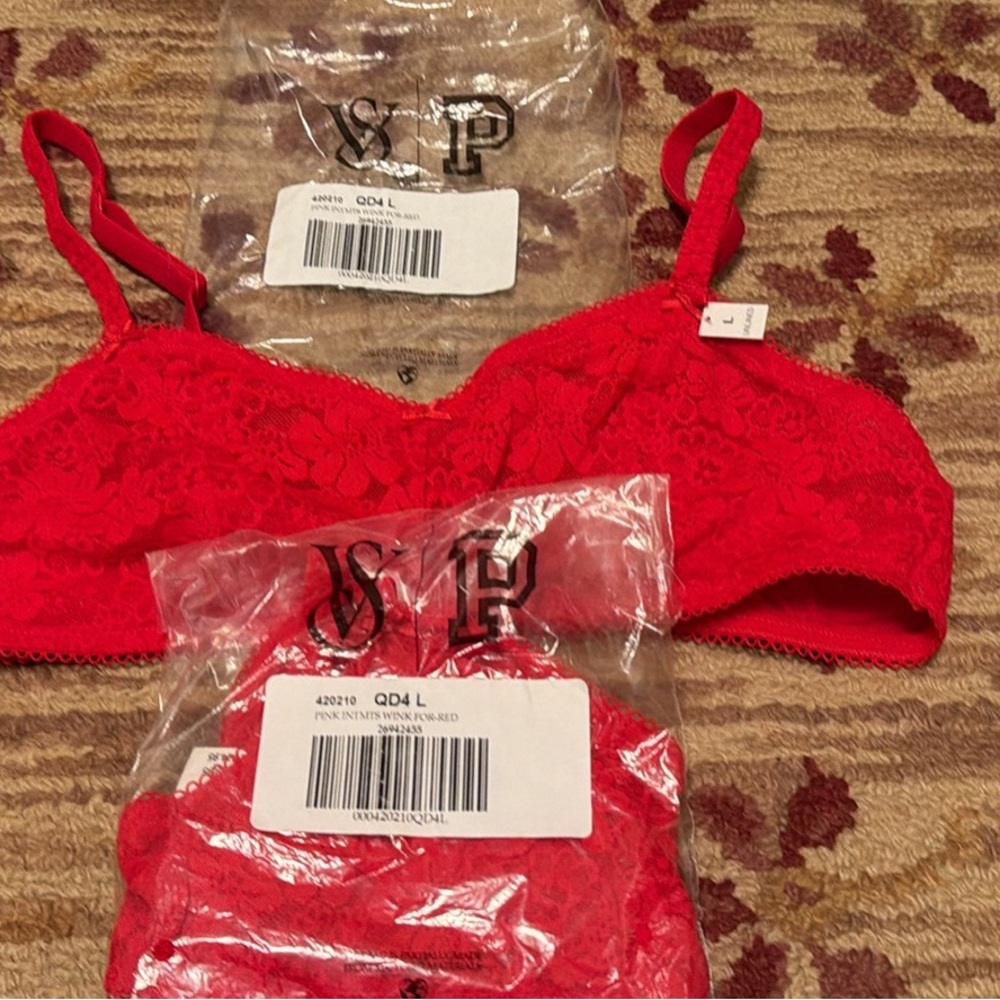 NEW!!!VS PINK 2 RED LACE RED BRACELETS